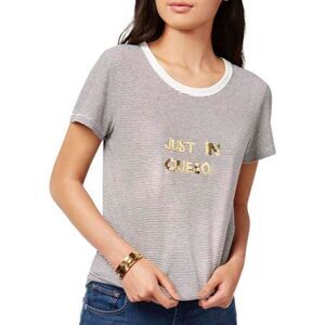 Bow & Drape Just In Queso Sequined Logo T-Shirt XL